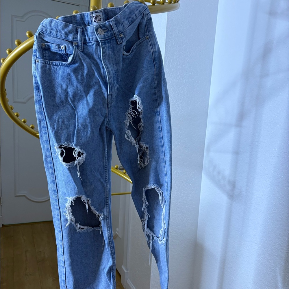 BDG Urban Outfitters Blue Boyfriend Jeans with Distressed Details